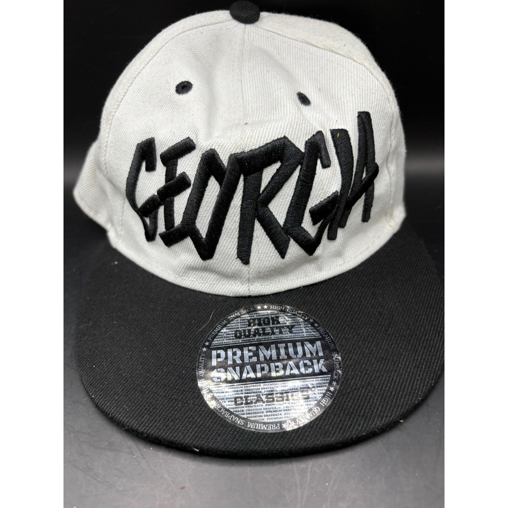 Max HeadGear Georgia Snapback Baseball Cap‎ Hat White Black Premium Classics